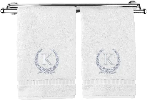 Vista 95 de Toalla de mano con monograma, regalo personalizado, 16 x 30 pulgadas, letra blanca bordada con diseño de corona en toalla negra, extra absorbente