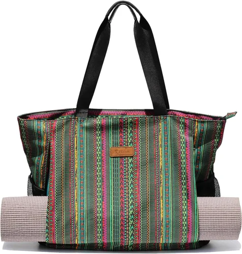 Vista 15 de Bolsa para esterilla de yoga ESVAN, bolsa de mano para yoga, bandolera para esterilla de yoga, bolsa de transporte para oficina, yoga, pilates