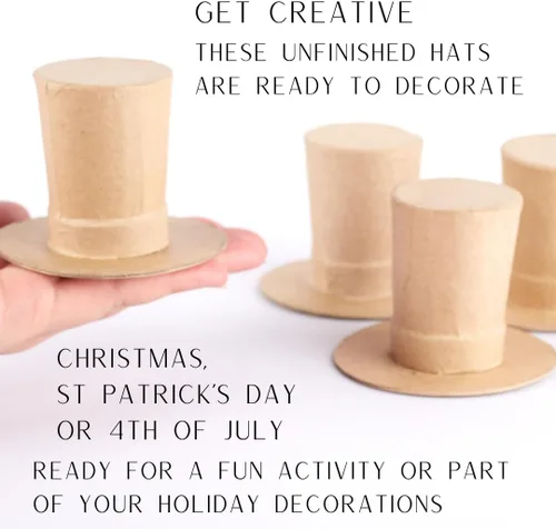 Vista 4 de Factory Direct Craft - Paquete de 4 sombreros de papel Mache Caroler - Sombreros de muñeco de nieve de papel maché para manualidades navideñas