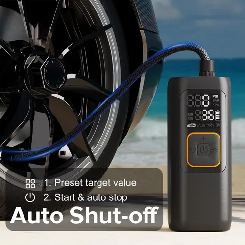 Vista 5 de Inflador de neumáticos de 200 PSI, compresor de aire portátil, bomba de neumáticos digital, bomba de aire inalámbrica para neumáticos de automóvil