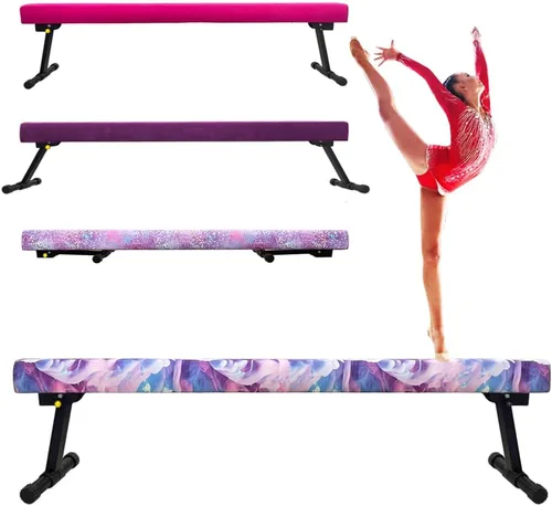 Vista 16 de Viga de equilibrio ajustable y plegable de gimnasia de 8 pies, equipo de gimnasio para el hogar, fácil de ensamblar y almacenar, no requiere Pnk