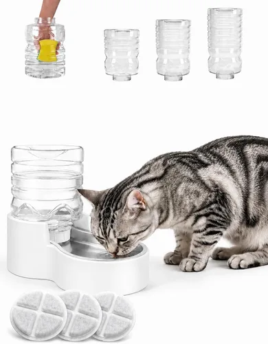 Vista 15 de Heouvo Dispensador de agua para gatos con gravedad de 1.3 galones