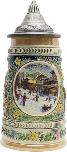 Vista 8 de Descenso de la visualización en Alemania Esencia de Europa Regalos e.h.g. Collectible cerveza de cerámica con tapa de metal
