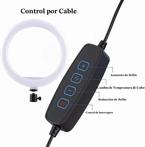 Vista 5 de Anillo de luz para selfie con 3 modos de luz y 10 niveles de brillo alimentado por USB, mini luz de relleno LED para YouTube/TIK