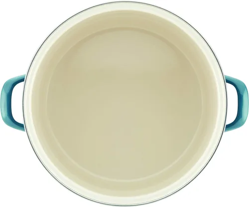 Vista 2 de Rachael Ray olla de acero esmaltado de 12 qt con tapa, color naranja degradé., 12, Marine Blue