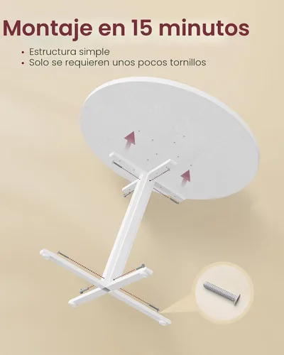 Vista 6 de VASAGLE Juego de mesa de comedor, mesa de comedor redonda con 2 sillas de cocina tapizadas, para espacios pequeños, cocina, sala de estar, marco