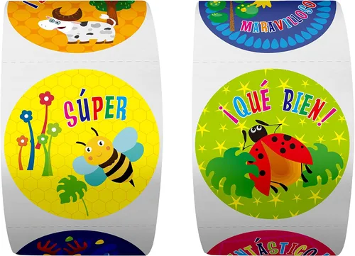 Vista 3 de 600 calcomanías motivacionales de estímulo de recompensa para maestros en 16 diseños de animales para profesores, uso en el aula