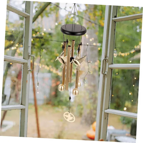 Vista 4 de Abaodam Campana de viento de colibrí para decoración al aire libre, tubos de aluminio, campana colgante de jardín para patio, campanillas de viento