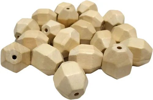 Vista 7 de 30 cuentas hexagonales de madera natural, sin acabar, geométricas, octogonales, accesorios de joyería para bricolaje
