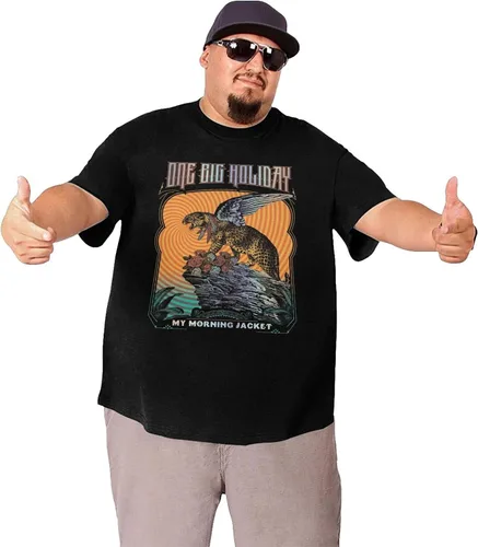 Vista 3 de SUNSHARD Camisetas de manga corta grandes y altas para hombre, cuello redondo, algodón suave, tallas grandes, casuales para hombres