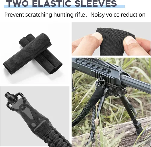 Vista 7 de Eslingas de dos puntos 550 Paracord Correa ajustable con gancho de metal y giratorios sólidos para exteriores Two Point Sling Made of 6 Strand 550