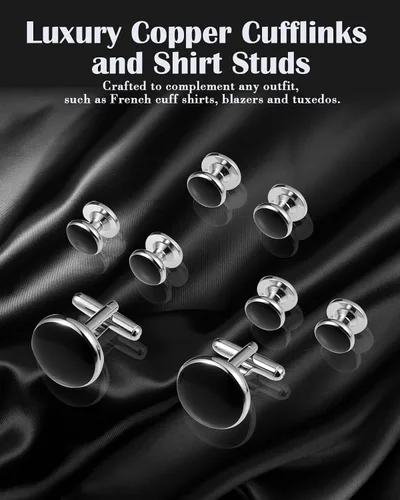 Vista 17 de Lictin Men's Cufflinks Cuff Links for Men, Stainless Steel Tuxedo Shirt Cuff Links Set