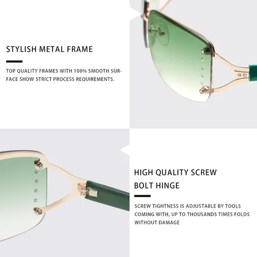 Vista 4 de VANLINKER Elegantes gafas de sol rectangulares sin marco sin montura para mujer