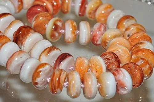 Vista 6 de Bella-gems Collar de concha de ostra espinosa naranja y rojo mexicano natural I1279