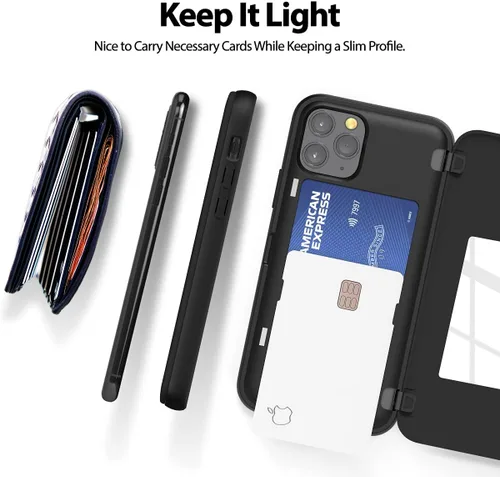 Vista 7 de GOOSPERY Parachoques magnético para puerta compatible con iPhone 11 Pro, tarjetero tipo cartera, cierre automático, protección de doble capa Negro