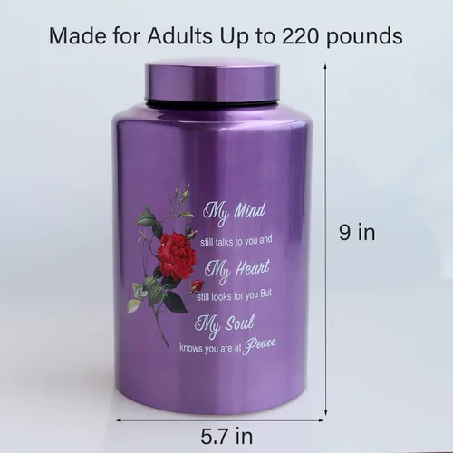 Vista 3 de Urnas grandes de hasta 200 libras para adultos, urna de cremación humana, urna decorativa para cenizas humanas con urna de rosa con bolsa