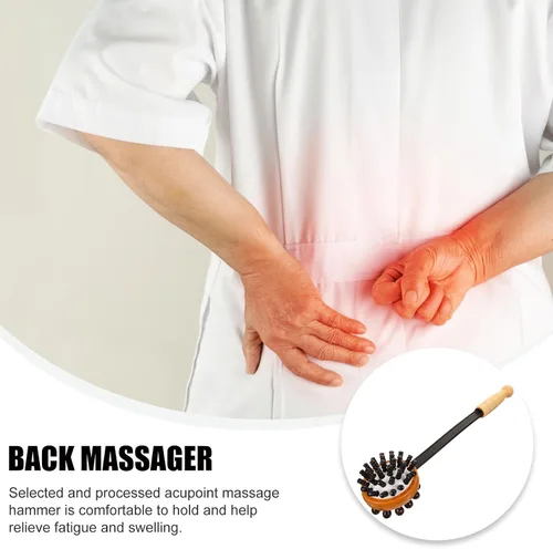 Vista 4 de Bendable Wooden Back Hammer Handheld Massage Hammer for Neck and Shoulder Relief at Home and Travel