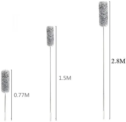 Vista 7 de Plumero de microfibra curvada retráctil lavable, plumero de microfibra con poste de extensión, plumero de plumas de microfibra, reutilizable