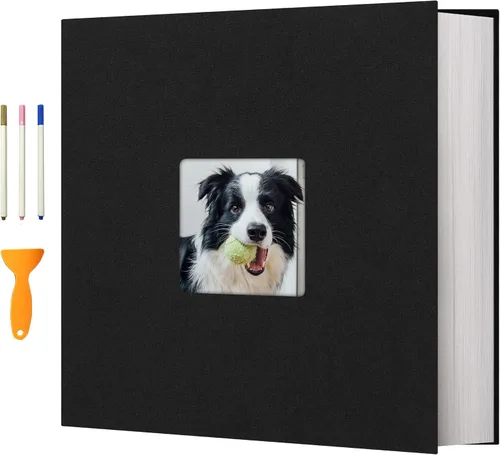 Vista 15 de Vienrose - Álbum de fotos grande autoadhesivo para fotos de 4 x 6, 8 x 10 pulgadas, de lino, álbum de recortes magnético de bricolaje, 40 páginas