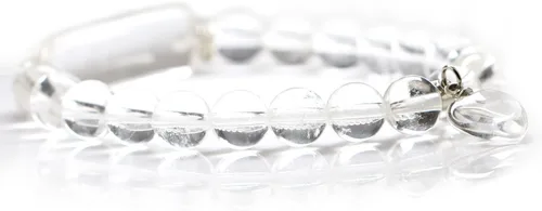 Vista 2 de Gemstone Pulsera elástica hecha a mano de 7.2 pulgadas con cuentas en forma de corazón (cristal de roca)