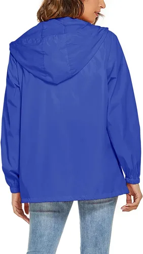 Vista 5 de Avoogue Chaqueta impermeable para mujer, ligera, transpirable, con capucha, rompevientos activos con bolsillo