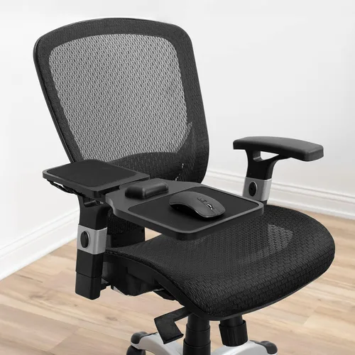Vista 9 de VIVO Alfombrilla de mouse de madera con cojín para muñeca, bandeja de plataforma de soporte de longitud ajustable, extensión de fijación de silla