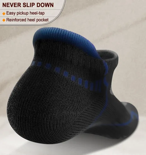 Vista 5 de BULLIANT Calcetines de correr para hombre, 6 pares, calcetines de tobillo que no se ven transpirables, absorben para hombres y mujeres, suela