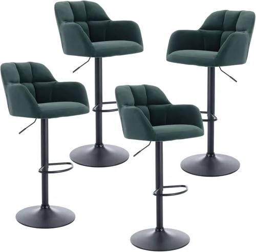 Vista 28 de ROCITY Juego de 2 taburetes de bar de terciopelo con respaldo, silla de bar beige para isla de cocina, taburetes de bar modernos con patas de metal