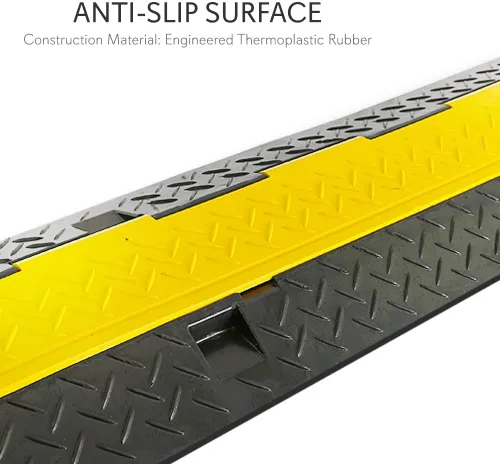 Vista 3 de Pyle Cubierta protectora de cable duradera para rampa, soporta 44000 libras, protección de cable resistente de doble canal con cubierta superior