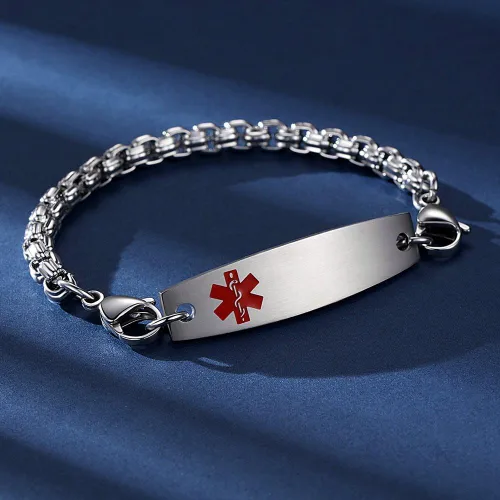 Vista 4 de Pulseras médicas ajustables de 7.5"-9" para mujereshombres pulseras médicas intercambiables de acero inoxidable