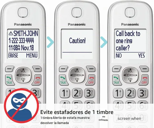 Vista 5 de Panasonic - Teléfono inalámbrico con contestador automático, Link2Cell Bluetooth para el hogar, asistente de voz y bloqueo avanzado de llamadas