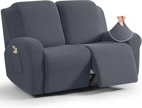 Vista 9 de TAOCOCO Funda reclinable de 4 piezas, funda elástica para sofá reclinable de 4 piezas, funda reclinable con 1 asiento, protector de sofá suave