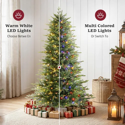 Vista 4 de SHareconn 4ft Prelit Artificial Aspen Christmas Tree with Remote Control 17 Modes & 330 Warm White & Multicolor Lights, 1869 PE & PVC Tips Full Xmas