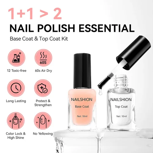 Vista 4 de Capa Base Superior, Capa Base Rellenadora de Crestas Melocotón Nude Esmalte de Uñas Transparente, Enriquecido con VE Calcio Fortalecedor, Secado