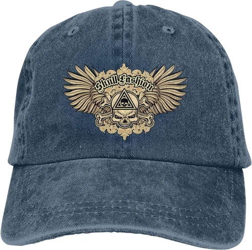 Vista 9 de Cowboy Hat Trendy Hats for Man and Women Djustable Four Season Outdoor Baseball Cap of Hell Skull with Angel Navy Blue