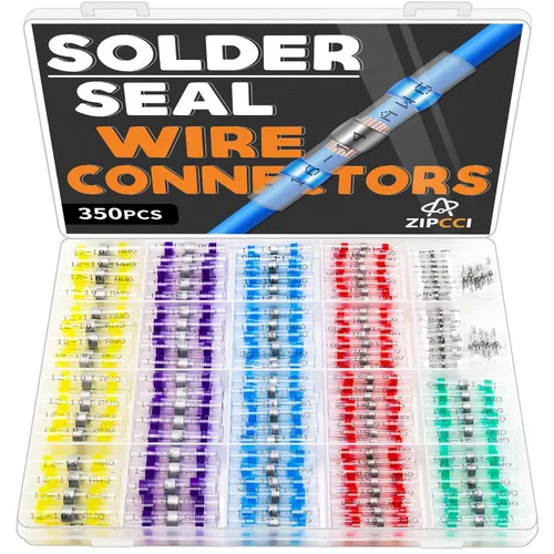 Vista 8 de ZIPCCI 120 piezas de conectores de cable de sellado por soldadura - Kit de conectores de tope termorretráctiles para cableado eléctrico