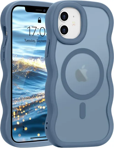 Vista 134 de Pepmune - Funda para iPhone 12 Pro Max con marco ondulado y estructura rígida, color mate claro, cubierta trasera unisex, compatible con Magsafe