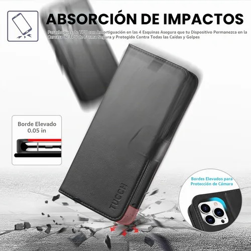Vista 6 de TUCCH Funda tipo cartera compatible con iPhone 12 Pro Max 5G de 6.7 pulgadas, con ranura para tarjetas de piel sintética
