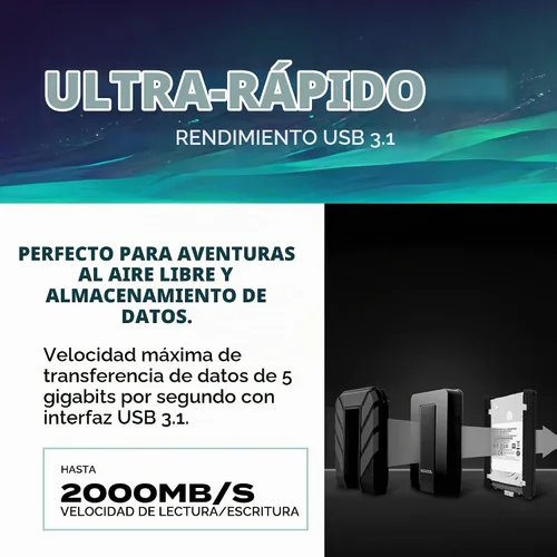 Vista 4 de ADATA HD710 Pro, disco duro externo, negro, 1 TB Negro (Black Pro)