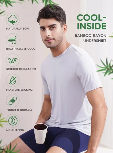 Vista 2 de DAVID ARCHY Camisetas suaves y cómodas de rayón de bambú para hombre, camisetas de manga corta, paquete de 3