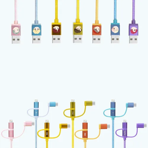 Vista 5 de BTS Cables de caracteres TinyTAN 3 en 1 Cable_JIN (USB-A a USB-C, Micro USB, cable certificado MFI) Compatible con Android, Galaxy Series, iPhone