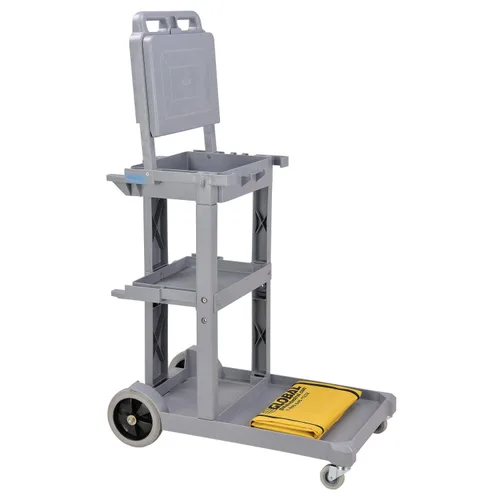 Vista 5 de Global Industrial Carrito de conserje gris con bolsa de vinilo de 25 galones