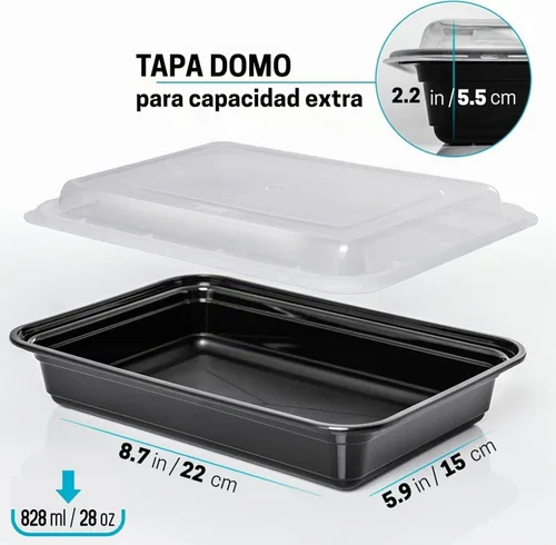 Vista 3 de Igluu Meal Prep Contenedores reutilizables (paquete de 10) 1 compartimento – 28oz Recipientes para alimentos con tapas, apilables, aptos