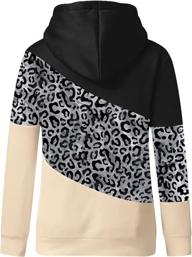 Vista 4 de SNKSDGM Sudaderas con capucha para mujer, con botones, manga larga, bloques de color, con cremallera, forro polar mullido de gran tamaño, Negro