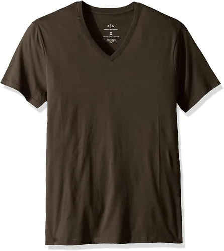 Vista 23 de Armani Exchange Camiseta de manga corta con cuello en V de algodón Pima para hombre Beacon Blue
