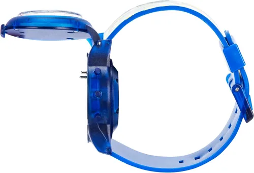 Vista 9 de Accutime Batman DC Comics - Reloj digital para niños, luces LCD intermitentes, apertura abatible, reloj musical, banda de plástico azul, Logo Cara