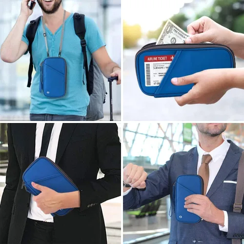 Vista 7 de Soporte para pasaporte de viaje RFID para la familia, soporte grande impermeable para pasaporte de viaje para hombres y mujeres, organizador