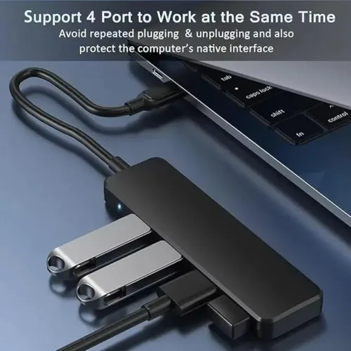 Vista 3 de Hub USB 3.0, divisor de concentrador USB de 4 puertos, adaptador USB portátil mini expansor multipuerto para escritorio, laptop, Xbox, unidad flash