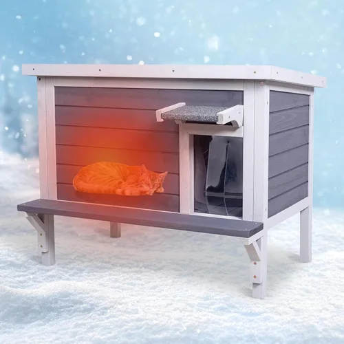 Vista 10 de GEGURI - Casa de gatos al aire libre, refugio resistente a la intemperie para gatos ferales para el invierno