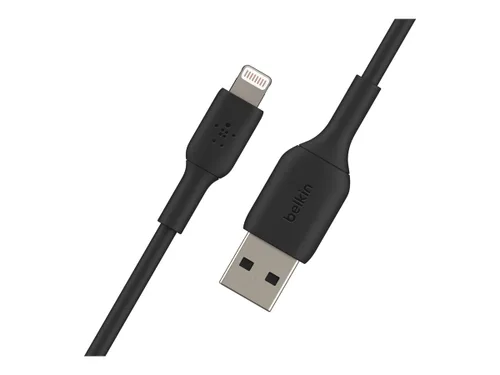Vista 2 de Cable Lightning Belkin BoostCharge - 3.3 pies/1M - Certificado MFi Cargador de iPhone de Apple Cable USB a Lightning - Cable de iPhone - Cable Negro